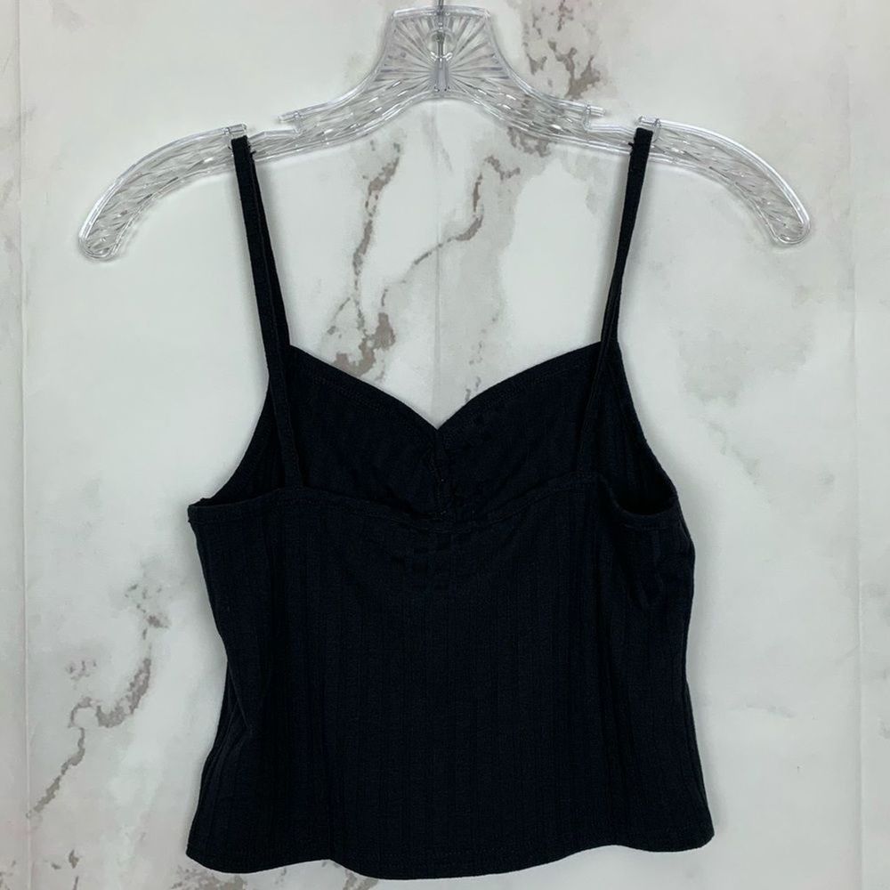 Topshop Black Ribbed Button Tank Top - Picture 4 of 9